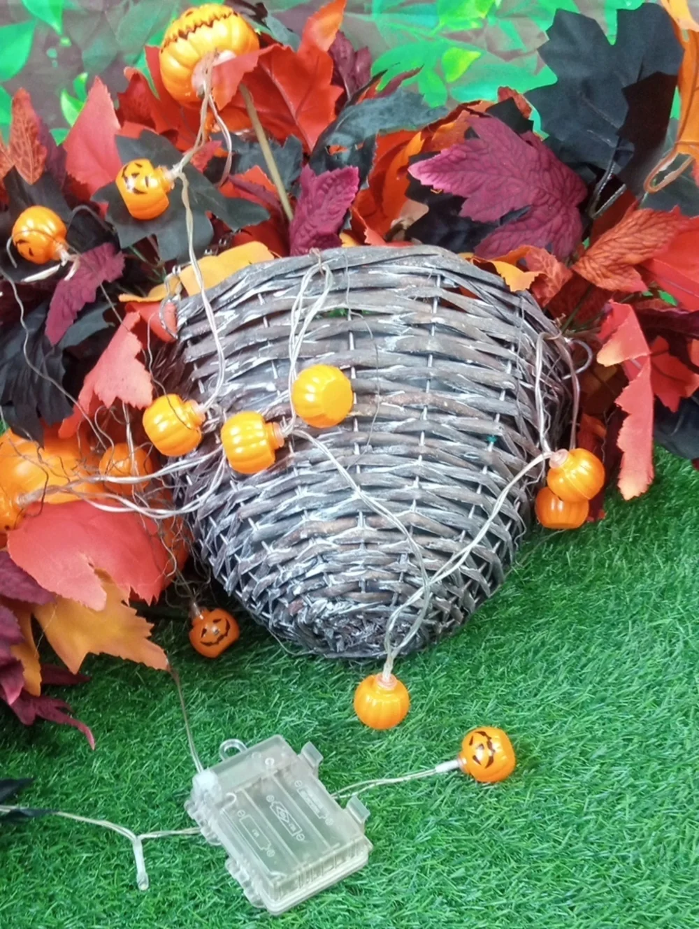 👻 Halloween Pumpkin LED String Lights Floral Hanging Basket